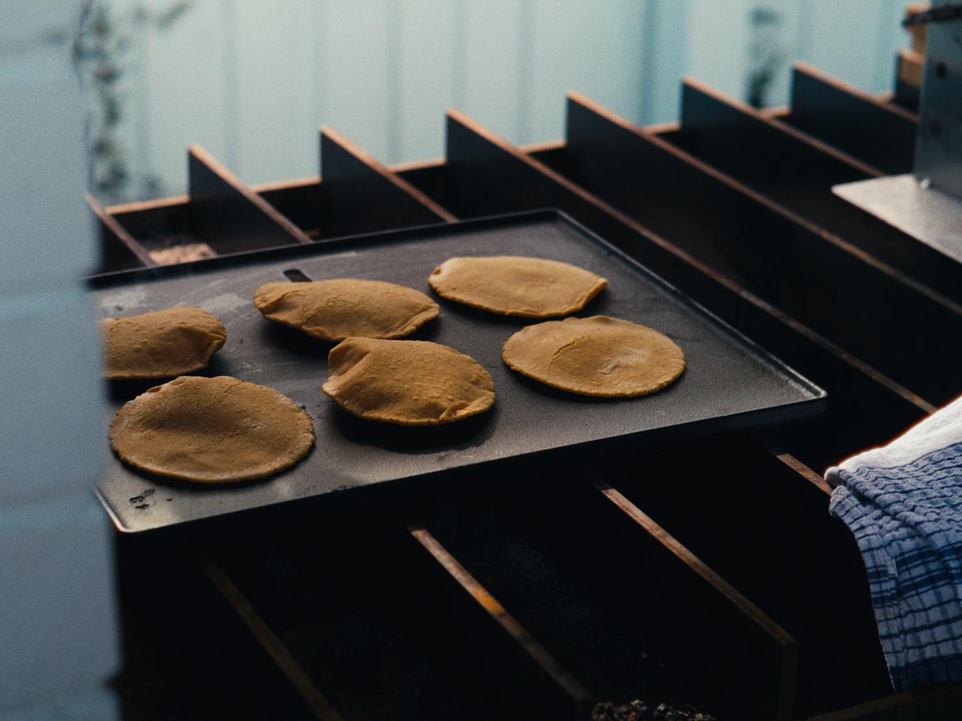 Tortillas fresh off the press at MULE